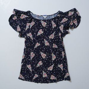 Anthro Odille rayon dot heart ruffle blouse 2 Sm